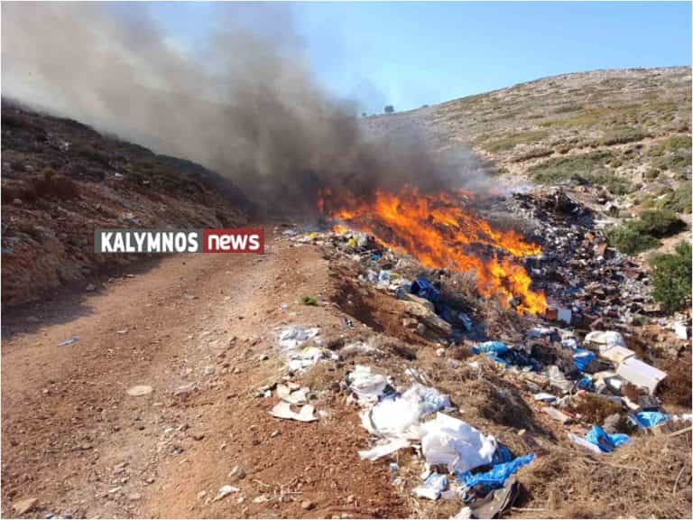 Φωτιά στα σκουπίδια στην Ψέριμο (video)