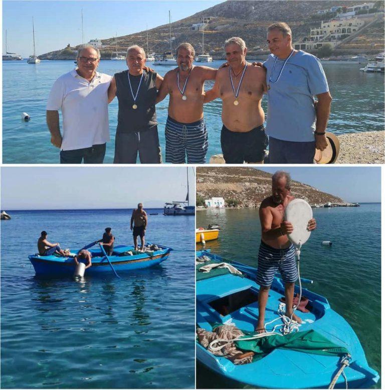 Από την αναπαράσταση αλίευσης σφουγγαριών με σκανδαλόπετρα στα Βλυχάδια Καλύμνου που διοργάνωσε το Επαρχείο.(video)